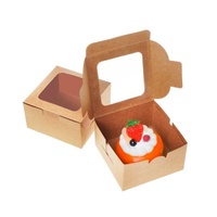 50 Pack Disposable Pastry Box Packaging Paper Bakery Box With Viewfinder For Mini Cake
