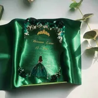 Hangers Racks 0.5mm Blackish Green Flower Invitation Cards Gold Princess Cut Plexiglass Wedding Decoration Red Girl Engagement Invitations x0710