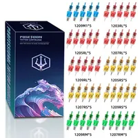 POSEIDON 50PCS Mixed RS RL RM M1 Tattoo Cartridge Needle Liner Shader with Membrane Safety Cartridges Disposable for Tattoo Pen 240921