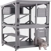 Cat Carriers Aivituvin House Outdoor Catio Enclosures On Wheels70.9 Kitty With Upgraded Resting Box Waterproof Roof