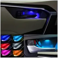 Other Car Lights 4Pcs Ambient Light Interior Inner Door Bowl Handle Armrest Lighting Decorative Lamp Handrail For Accessories Drop D Dhvam