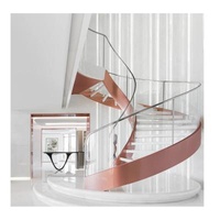 Contemporary Indoor Metal Guardrail Step Design Round Glass Circular Straight Staircase