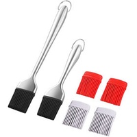 Basting Brush Grilling BBQ Baking, Pastry and Oil Stainless Steel Brushes 2Pic,Dishwasher Safe