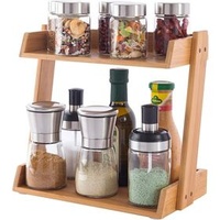 Wholesale Cabinet Shelf Organizers Spice Racks for Seasoning Jars Bamboo Spice 2-Tier Cupboard Stand