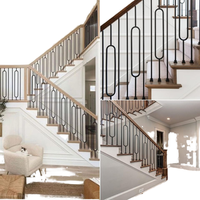 Contemporary Satin Black Wrought Iron Hollow Balusters Modern Square Tube Indoor Handrail/Railing for Stair & Deck Application