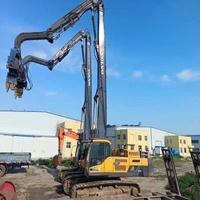 excavator pile driving boom with pile driving hammer long reach arm guardrail pile driving machine