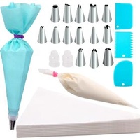 Pastry Bags and Tips Set 124 pcs With 1 Reusable Piping Bags, 2 Couplers,2 Ties,14 Frosting Tips,3 Cake