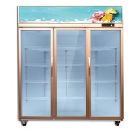 Single-Temperature 3 Doors Display Chillers Wine Refrigerators Glass Door Top Mounted Cooling Vertical Chillers Showcase