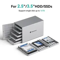 Hdd Enclosures Yottamaster 5 Bay Raid External Hard Drive Enclosure For 2.5 3.5 Sata Hdd/Ssd Direct Attached Storage Data Backup X 10T Ottop