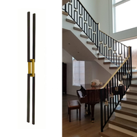 Modern Luxury Wrought Iron & Brass Stair Baluster Satin Finish Indoor & Outdoor Handrail Railing for Deck & Stairs