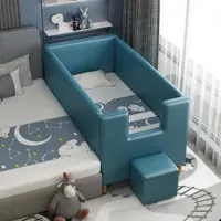Nordic Wood Bed for Children Soft Cover Wide Band Guardrail Children Beds Light Luxury Simple Household Kids Bed for Sofa Bed