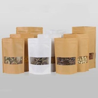 Heat Sealing BOPP Brown Kraft Paper Food Pouches Zipper Lock With Valve