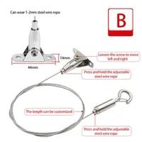 4 Pcs 1.5 mm Wire Rope Spring Hook Adjustable Hanging Clothesline Fixed Guardrail Lock Lifting Code Suitable for light panels