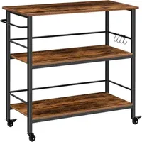 Kitchen Storage Island With Industrial Counter Hooks And Side Enclosures 3 Tier Cart Large Workstation