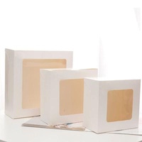 Recycled Material Mousse Pastry Dessert With Window Handle Box Transparent Cake Pie Pastry Wrapping Paper Packaging Box