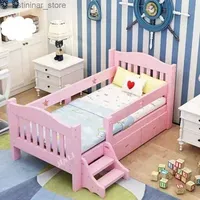 Baby Cribs High Quality Environmentally Friendly Wooden Children Kids Bed Anti-fall Fence Guardrail Baby Crib Bed L416