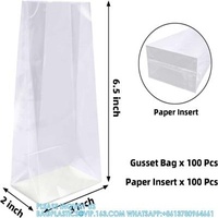 Opp Pla Packaging Bag Candy Bopp Clear Block Bottom Pouch Opp Square Bottom Bag Opp Cello Gusset Square Bottom Bag