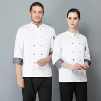 Women Navy White Turkish Pastry Sushi Chaquetas PARA Chef Uniform Outfit Jacket Coat, 3/4 Sleeve Set De Hombre