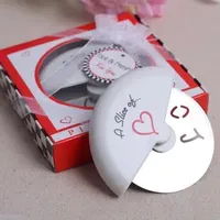 Pastry Tools A Slice of Love Stainless Steel Pizza Cutter in Miniature Pizza Box Baby Shower Gifts & Wedding Favors SN320