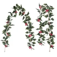 2024 Christmas Decorations Garland Rattan Party Ornaments Home 36pcs Foam Plastic Red Fruit Simulation Stair Handrail