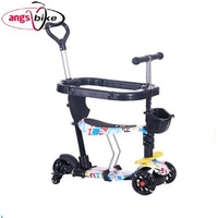 2017 Hot Selling PU Wheel/Rubber Baby Scooter Factory Online 5 In 1 Function Kids Ride On Kick Scooter With Guardrail
