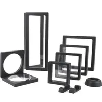 PE Film Black Jewelry Storage Box 3D Packaging Case Gemstone Free Stand Floating Frame Membrane Ring Earrings Necklace Display 240923