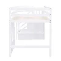 Twin Loft Bed,Unique Kids Loft Bed with Storage Staircase,Window,Full-Length Guardrails & Sturdy Wood Frame,Kids Twin Loft bed