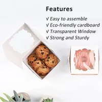 Pastry Biscuit Nut Candy Paper Folding Gift Box with Inserts PVC Window Square Baking Muffin Cookies Kraft Box with Ribbon