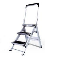 American family of folding ladders MOQ 20 PCS use multifunctional aluminum folding 3 step ladders with handrail, household ladder