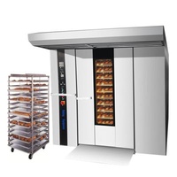 A hot air stainless steel automatic bakery diesel rotary oven machine memory 32 32 trays automatic rotary-oven-price 18 pastry trays