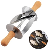 Viable Wooden Handle Kitchen Knife Rolling Wheel Pastry Dough Cutter Dough Croissant Bread Croissant Stainless Steel Baking Knife