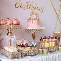 Cute/Decorative Decoration Antique Gold Display Table Dessert Mirror Cake Stand For Weddings Pastry Tray TeaBreak