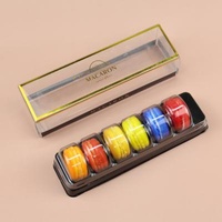Disposable Customized Macaron Packaging Box 6 Pcs Baking Tray Plastic Cake Packaging Box RPET/PET Cookie Blister Pastry Food Grade Boxes