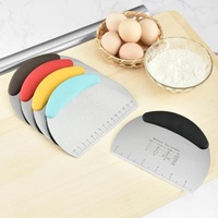 Stocked stainless steel dough pastry scraper cleaver/cutter with ergonomic rubber non-slip handle/pro pastry pizza tool