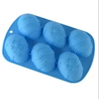 Food Grade 6 Cavity Silicone Easter Egg Cake Molds for Caking Baking and Pastry Mold