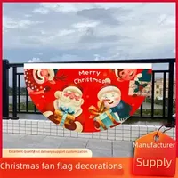 New Christmas fan-shaped flag 45*90cm Christmas party flag guardrail decoration semi-circular Flag fan-shaped flag