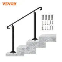 VEVOR Wrought Iron Handrail Fit 1 or 3 Steps Outdoor Stair Railing Adjustable Front Porch Hand Rail Transitional Hand Railings 240309