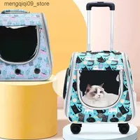 Dog Carrier Cat Bag Handrail Shoulder Back Cat Head Pet Leather Transparent Carrying Kitty Cage Dog Backpack Bags Carriers Dog Supplies L240910